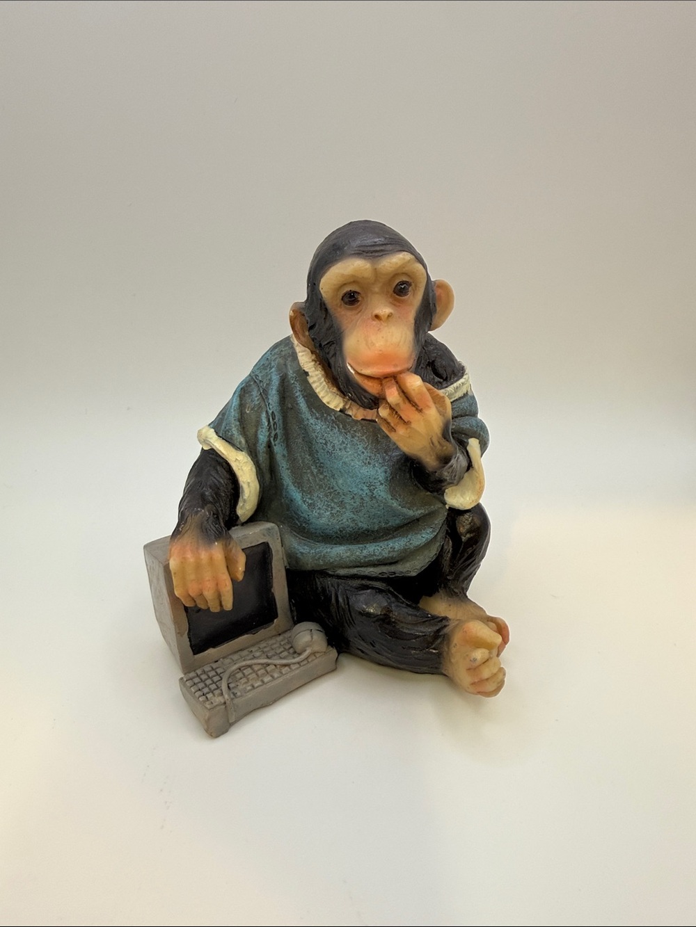 Mayrich Decor Chimpanzee IT Computer Programmer Figurine Novelty Monkey Desk